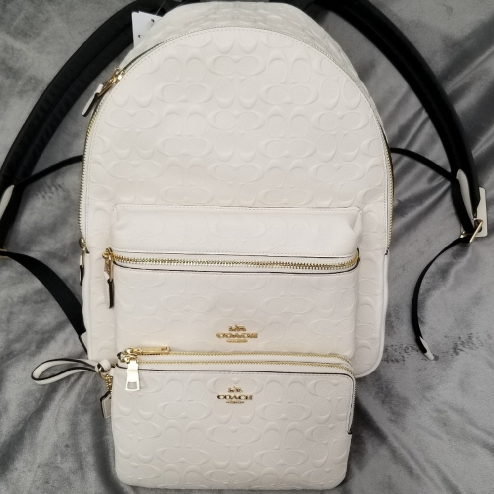 COACH 2P SIGNATURE EMBOSSED BACKPACK XL WRISTLET - Picture 12 of 12